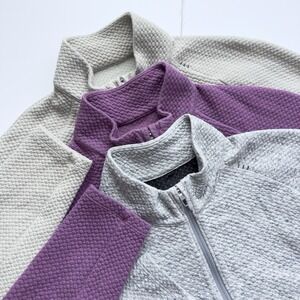 Lot of 3 Lululemon Mens At Ease Textured Double Knit Cotton Pullover Half Zip S